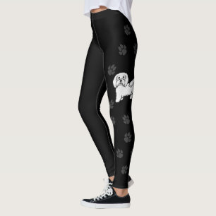 Leggings Havanais blanc Chien de dessin animé mignon avec e
