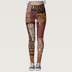 Leggings Hawaiian Tribal : Vintage Fabric Patchwork