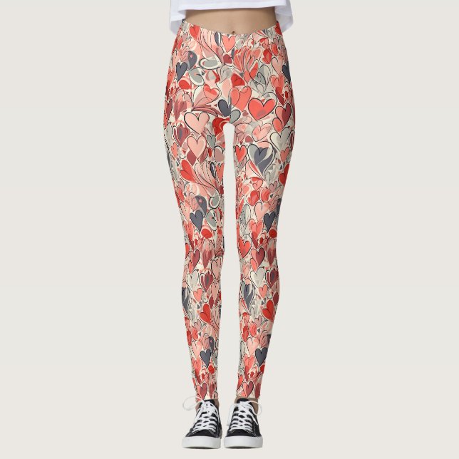 Leggings Heart Pattern - Cute and Lovely Valentine's Day (Devant)