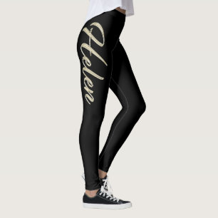Leggings Helen écriture manuscrite or blanc Chaussette