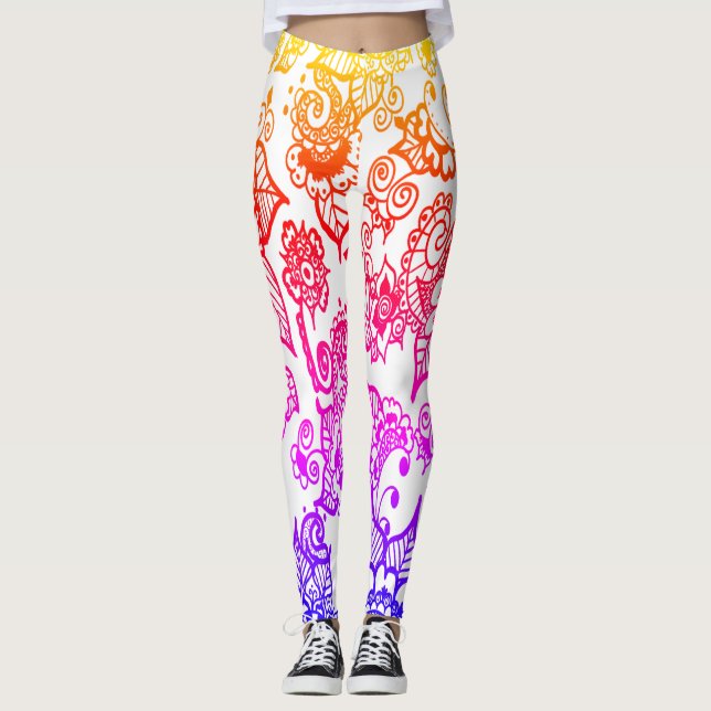 Leggings Henné multicolore inspiré par la flore (Devant)