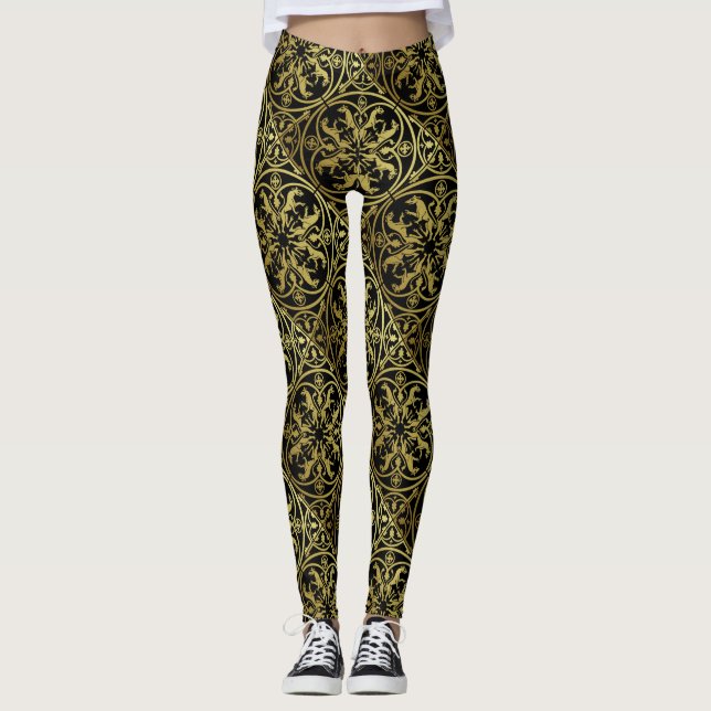 Leggings Herald de la Renaissance médiévale Lion Leopard Me (Devant)