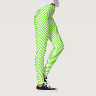Leggings Héringouins vert et blanc en chevron