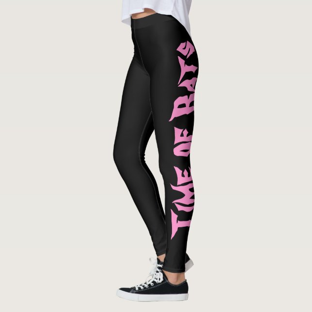 Leggings Heure des chauves-souris - Pink & Purple Abstrait  (Gauche)
