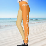 Leggings Heure d'été Plage Heure Sportive Nommé<br><div class="desc">Heure d'été Plage Temps Sporty Nommé Design. Ce design unique a deux couleurs différentes, marron clair et orange. Il est très simple de customiser, il suffit d'ajouter votre nom. Il sera imprimé des deux côtés des leggings. Le texte sur la jambe gauche est "HEURE D'ÉTÉ" et le texte sur la...</div>