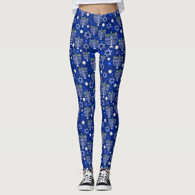 Leggings Heureuse Hanoukka Modern Star De David Menorah (Devant)