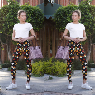 Leggings hexagone monochrome tribal