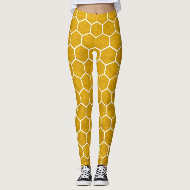 Leggings Hexagone Motif Hexagon Jaune (Devant)