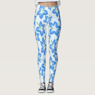 Leggings Hibiscus Bleu, Fleurs Bleues, Motif De Fleurs