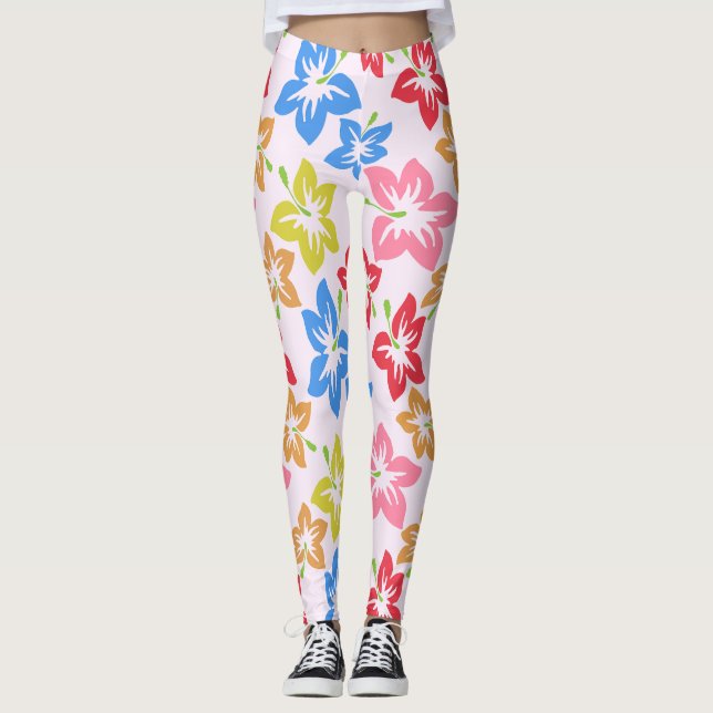 Leggings Hibiscus Coloré, Motif Des Fleurs (Devant)