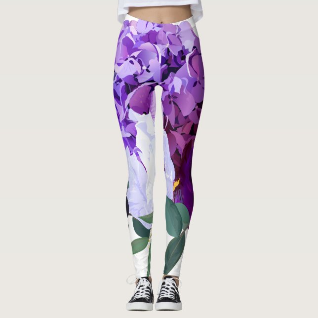 Leggings Hibiscus de la lavande aux jambes des femmes sur b (Devant)