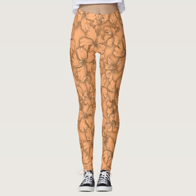 Leggings Hibiscus Garden Hawaiian Tropical Floral (Devant)