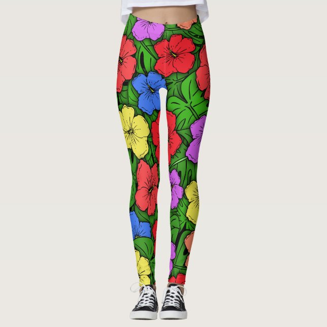 Leggings Hibiscus & Monstera #4 (Devant)