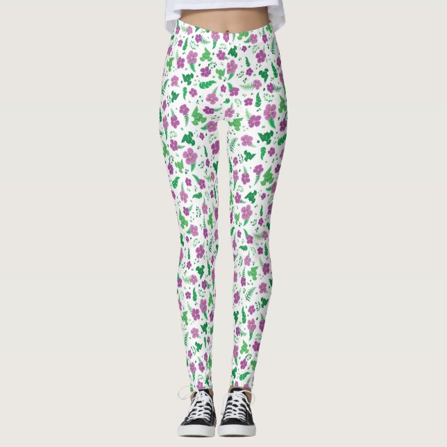 Leggings Hibiscus pourpre (Devant)