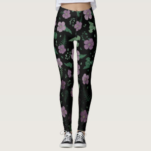 Leggings Hibiscus pourpre