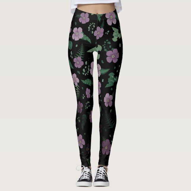Leggings Hibiscus pourpre (Devant)