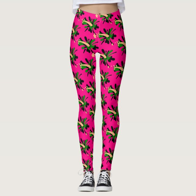Leggings Hibiscus rose tropical Thunder_Cove (Devant)