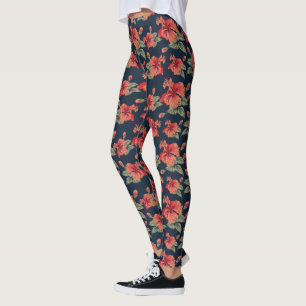 Leggings Hibiscus rouge tropical