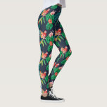Leggings Hibiscus tropical imprimé floral avec perroquet de<br><div class="desc">Sortez avec élégance avec ces leggings super mignons avec un motif de fleurs d'hibiscus tropicaux surligné de perroquets rouges. Idéal pour passer une nuit à l'extérieur,  faire de l'exercice à la salle de sport ou des vacances à la plage tropicale.</div>