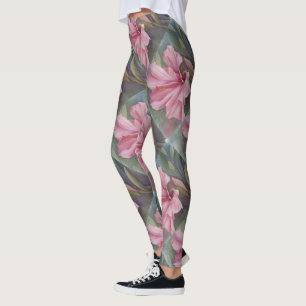 LEGGINGS HIBISCUS TROPICAL ROSE   LÉGUMES FLORAUX