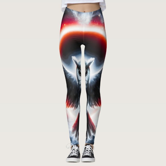 Leggings Hibou céleste cosmique mystique (Devant)