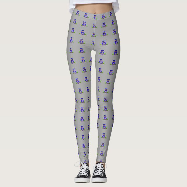 Leggings Hibou des bois bleu (Devant)