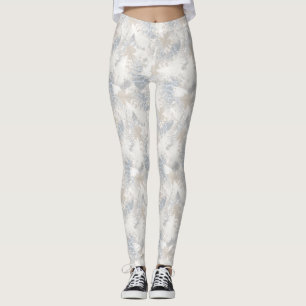 Leggings hibou Plumes, gris, beige et bleu, oiseau, léger,
