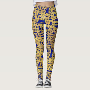 Leggings Hiéroglyphe égyptien Lapis Lazuli et Gold