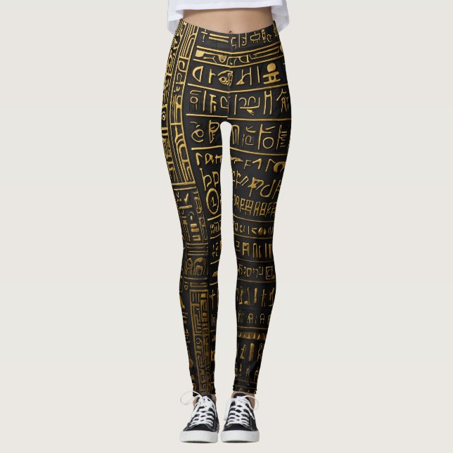 Leggings hiéroglyphes d'or égyptien (Devant)