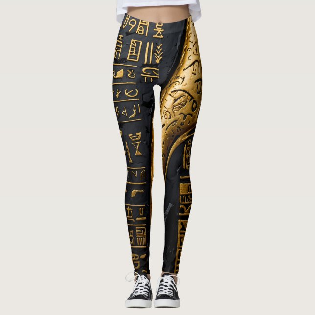 Leggings hiéroglyphes d'or égyptien (Devant)