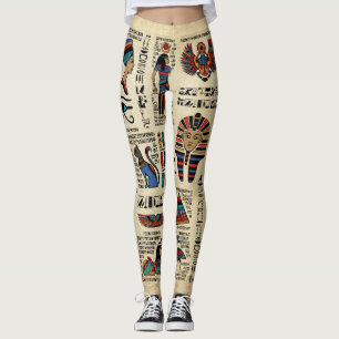 Leggings Hiéroglyphes et divinités égyptiens sur papyrus