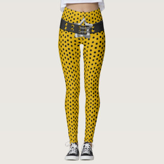 Leggings Hip Black Belt Star - Pois noirs sur Jaune
