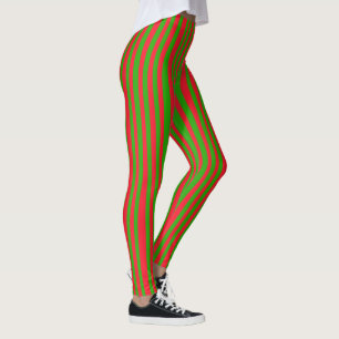 Leggings Hip Christmas Green Red Stripes Motifs