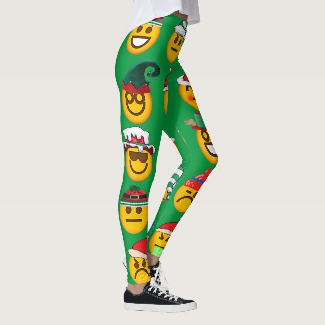 Leggings hip emoticon vert vacances froides noël émoji (Droite)
