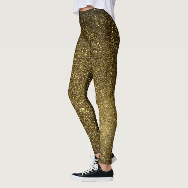Leggings Hip Sexy Butt Golden Black Parties scintillant Leg (Gauche)