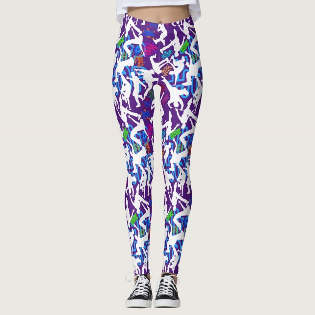 Leggings HipHop Dance Motif.w B Violet BG (Devant)