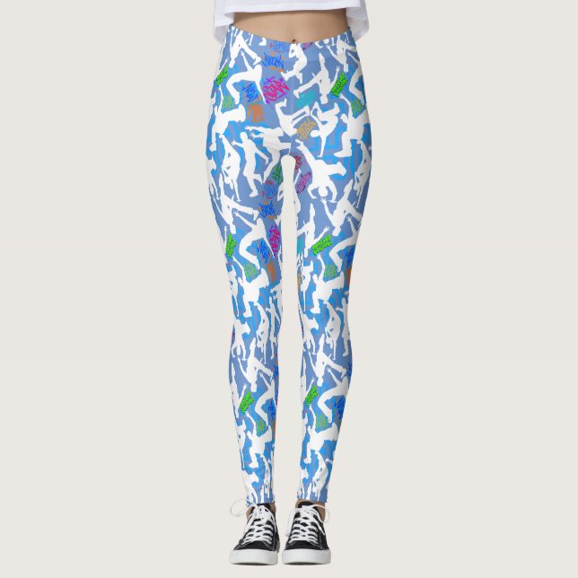 Leggings HipHop Dance Motif.w L Bleu BG (Devant)