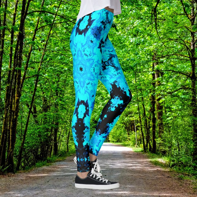 Leggings Hippie psychédélique bleu et noir (Créateur téléchargé)
