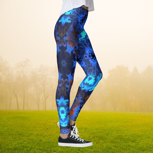 Leggings Hippie psychédélique bleu et orange (Créateur téléchargé)