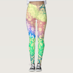 Leggings Hippie Tie Dye Flower Motifs