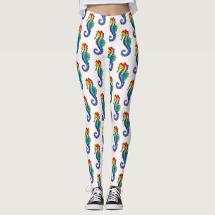 Leggings Hippocampe polygonal arc-en-ciel