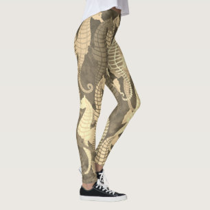 Leggings Hippocampes sur la sépia - guêtres