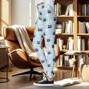 Leggings Hippopotame Lotus Blanc Bleu