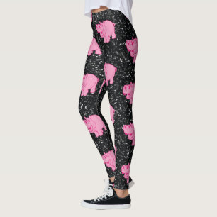 Leggings Hippopotame rose Cute Hippopotame souriant