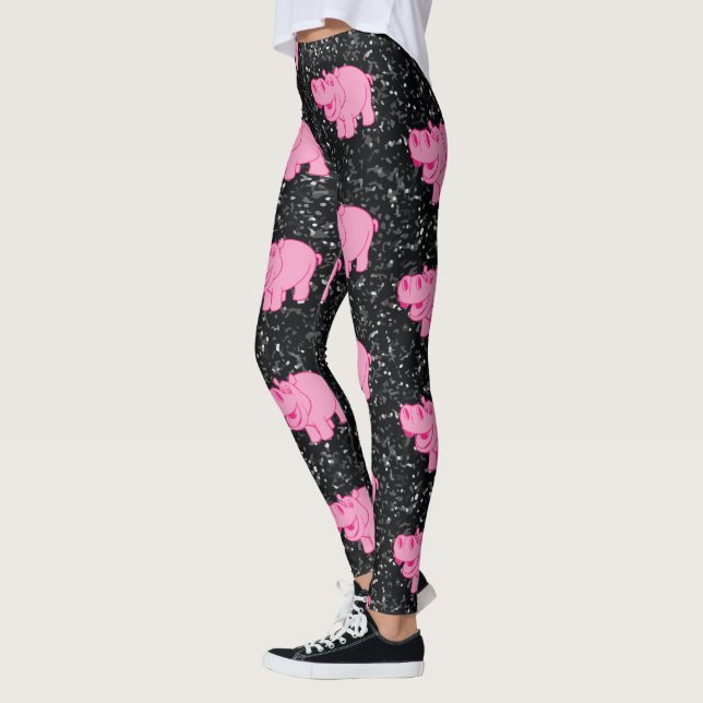 Leggings Hippopotame rose Cute Hippopotame souriant (Gauche)