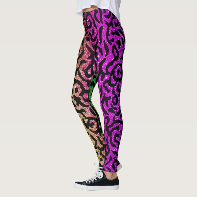 Leggings Hipster Poster de animal Rainbow Pink Parties scin (Gauche)
