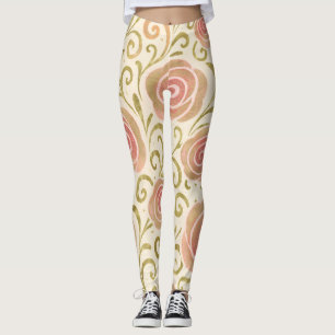Leggings Histoire de conte de fées rose et or Roses de prin