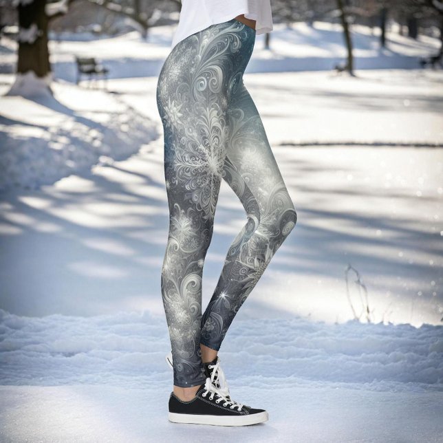 Leggings Hiver Silver et Fléau de neige bleu (Créateur téléchargé)