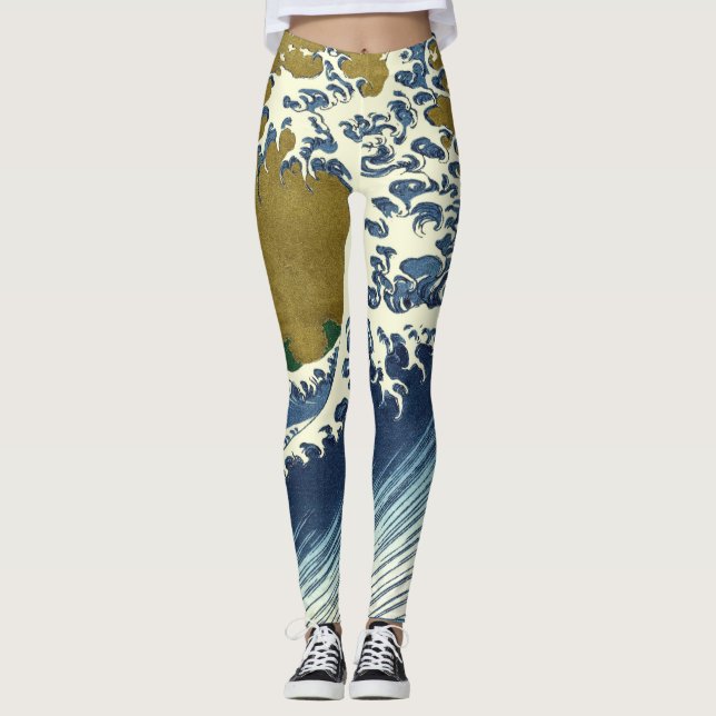 Leggings Hokusai Big Wave Japon Art japonais (Devant)