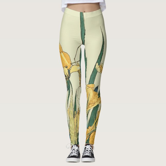 Leggings Hokusai grasshopper et iris Japon (Devant)